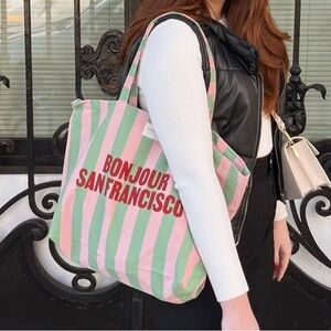 Sezane Bonjour San Francisco Striped Tote Bag